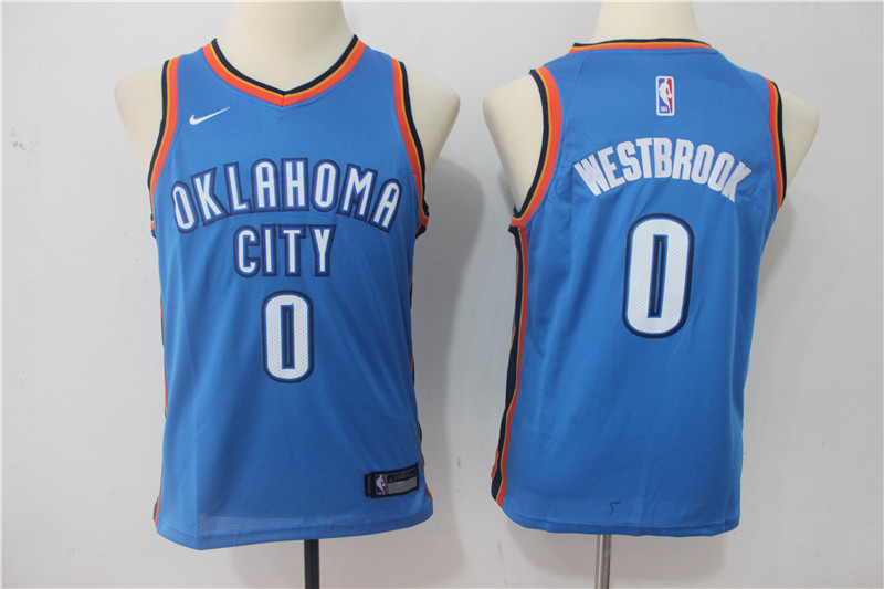 Youth Oklahoma City Thunder 0 Westbrook Blue Game Nike NBA Jerseys
